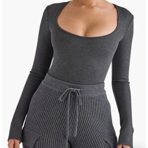 NWT House of CB Marianna Long Sleeve Cotton Blend Bodysuit M